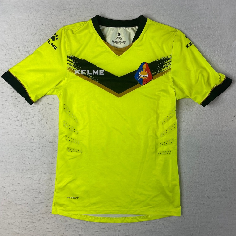Kelme‎ Telstar Soccer Jersey Mens XS Neon Yellow Short Sleeve Graphic Sport